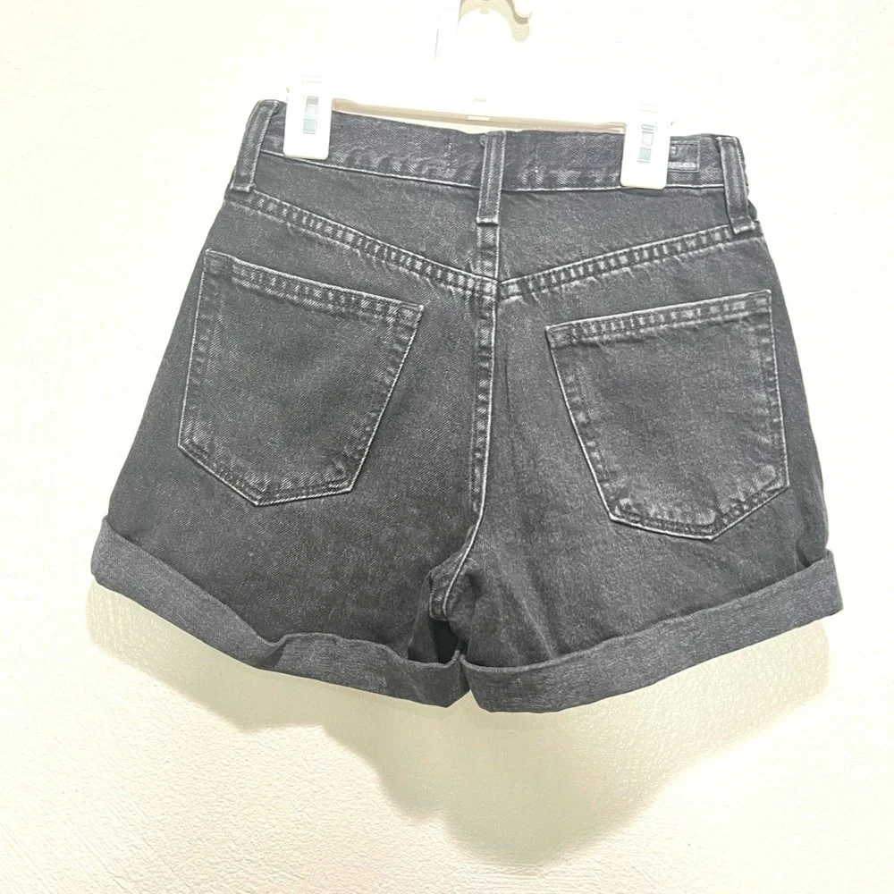 RSQ Super High Rise Mom Black Jean Shorts